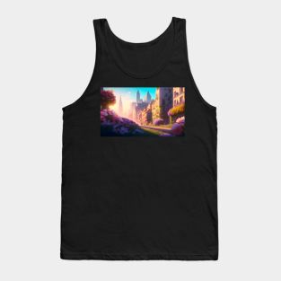 City street with beautiful flowers Tank Top